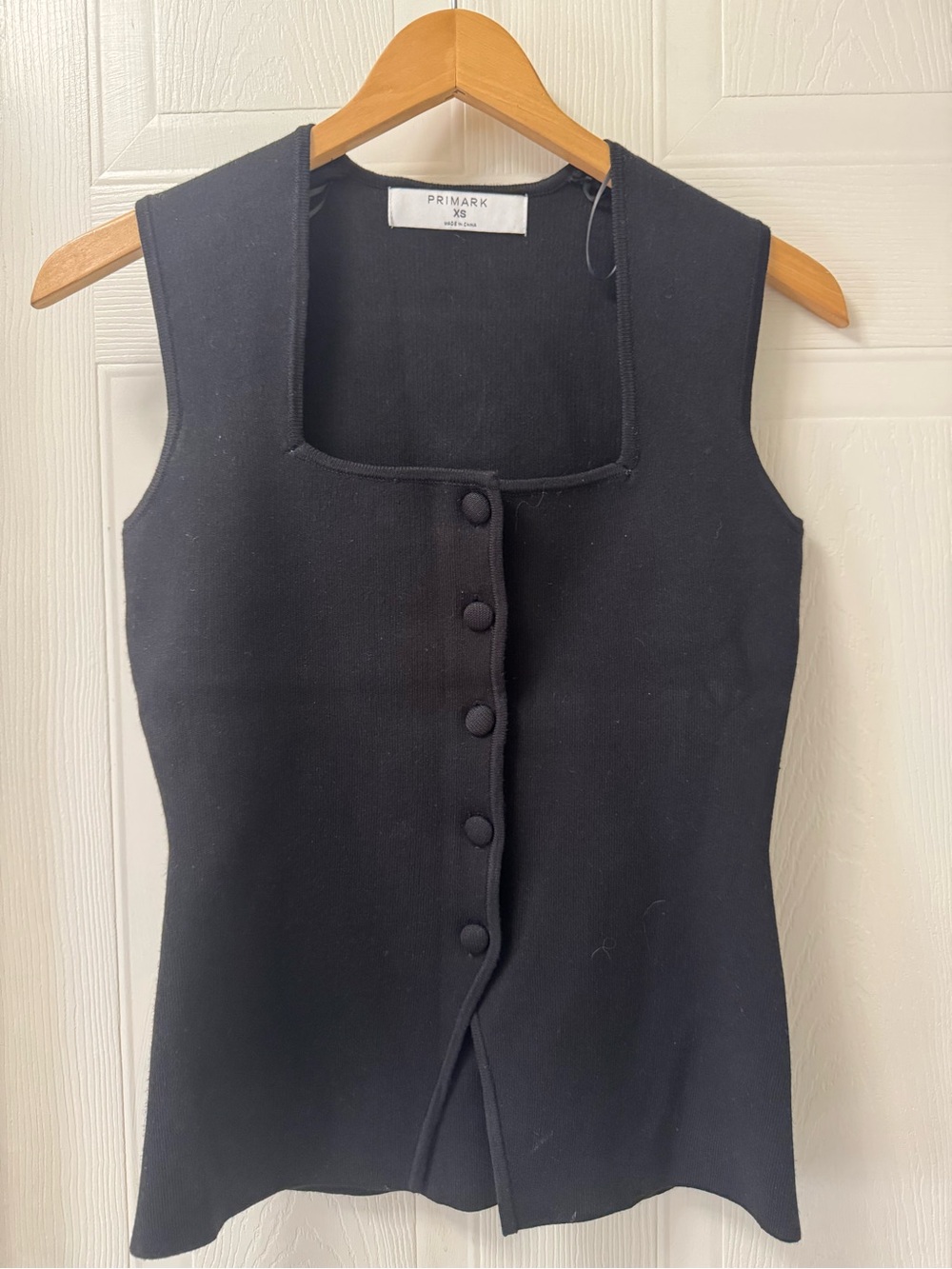 Primark Black Square-Neck Button Knit Tank
